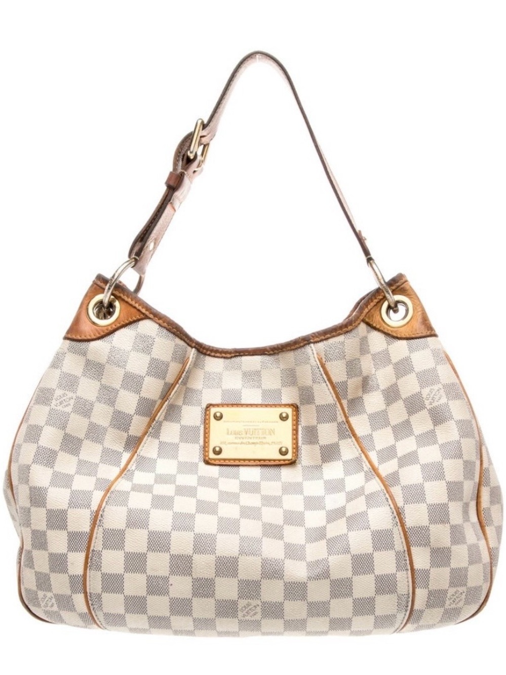 Louis Vuitton Damier Azur Shoulder Bag with Tan Trim